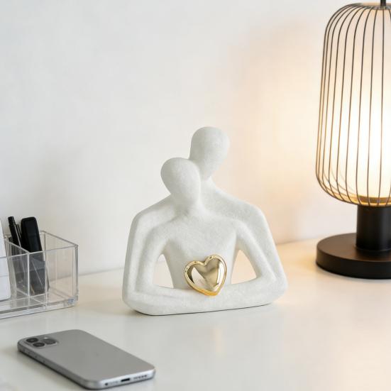 Romantische Paarskulptur Keramik Abstrakte Verliebte Figuren für Schlafzimmer TV-Schrank Heimregal Dekoration Hochzeit Valentinstag Jahrestag