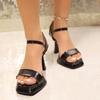 2025 new summer open-toed thick-soled one-word with fairy sandals women's soft leather super high-heeled thick-heeled waterproof table Roman shoes