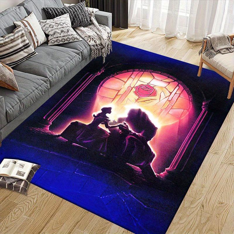 1pc beauty and the beast Pattern Carpet Area Rug Non-slip Carpet Hand Washable Floor Mat Suitable For Living Room Bedroom Home Decor Room De