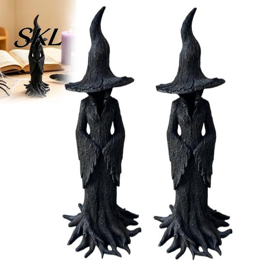 Occult Home Accessories for Room Halloween Witch Statue, Resin Gothic Tree Figurine, Vintage Spooky Table Centerpiece Dark Fantasy Ornament Tabletop,