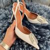 Women High Heels Water Diamond Buckle Toe Sandals New Pointed Thin Heel Hollow Banquet High Heels Platform Sandals Women Shoes