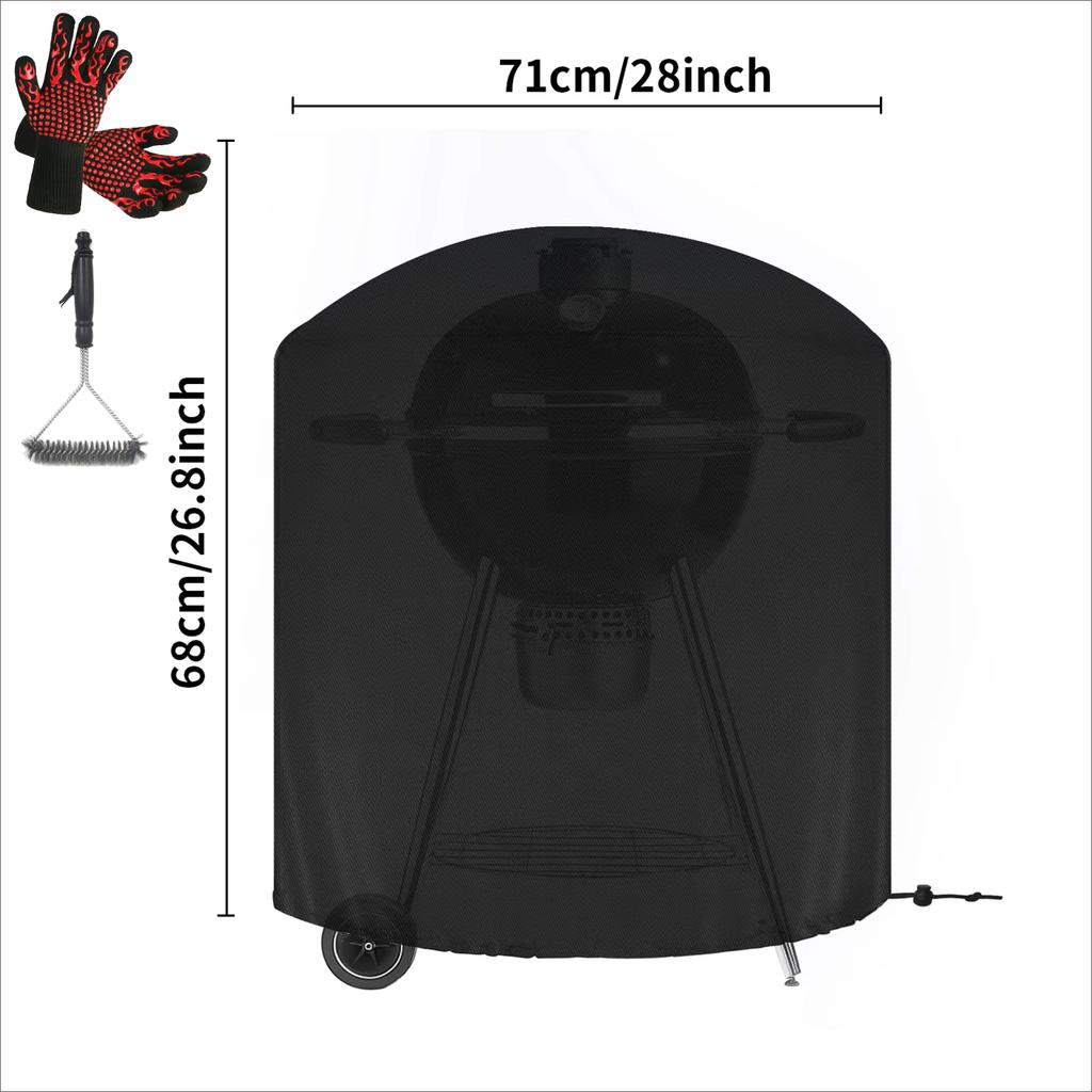 Grill Cover Waterproof Heavy Duty BBQ Covers with Cleaning Brush & Barbecue Gloves Burner Gas BBQ Covers Outdoor Barbecue Cover