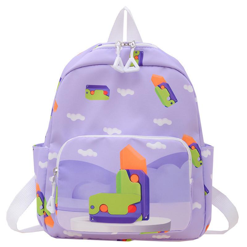 Trendy Cartoon Nylon Backpack For Kids Featuring Cute Carrot Knife Print In Multiple Colors