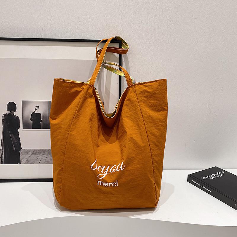 Stylish Korean Literary Inspired Plaid Double-sided Shoulder Tote Bag For School Use