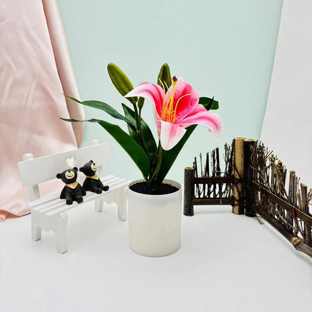 

Elegant Lily Artificial Green Potted Plant For Living Room Tabletop Decor розовый