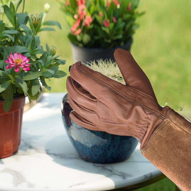 Schafsfell- & Rindslederhandschuhe: Anti-Stich, Anti-Schnitt, Langer Garten-, Imker- & Schweißschutz