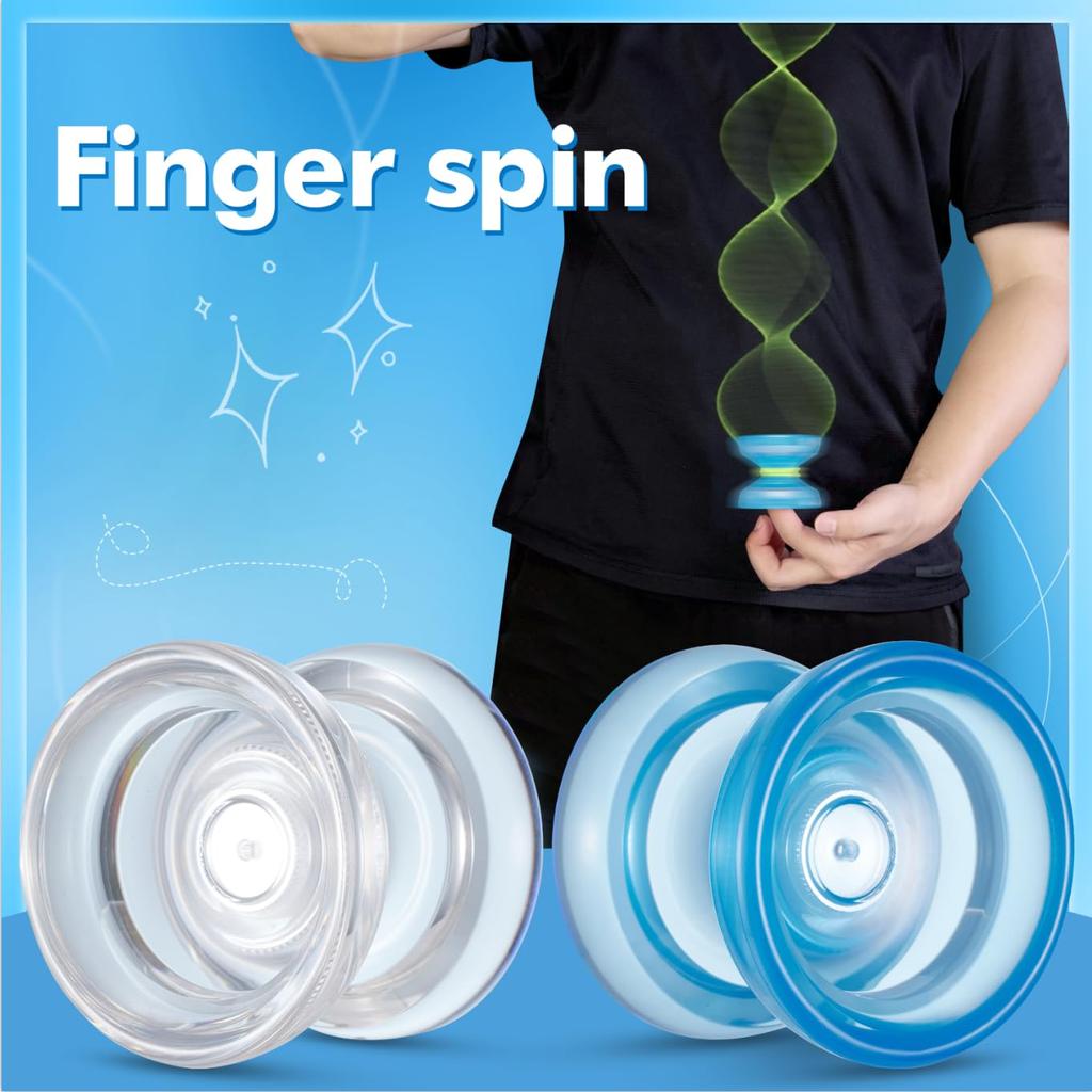 WATIEOBOO YOYO P02 Yoyo 2PCS Dual Mode Yoyo Responsive Yoyo and Yoyo Kit Crystal Yoyo and Blue Crystal Yoyo Finger Spin Yoyo for Adults Yoyo for Kids