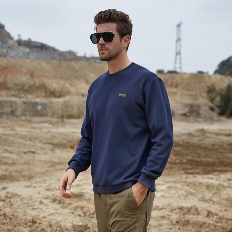 Jeep Men's Casual Loose Fit Crew Neck Sweatshirt