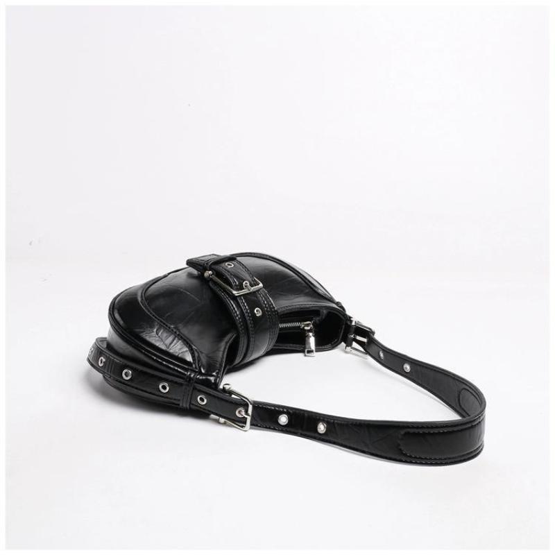 Women  Fashion Shoulder Bags Black PU Leather Underarm Bags Ladies High Quality Handbags Hot Girls Armpit Bags Wallet Purse
