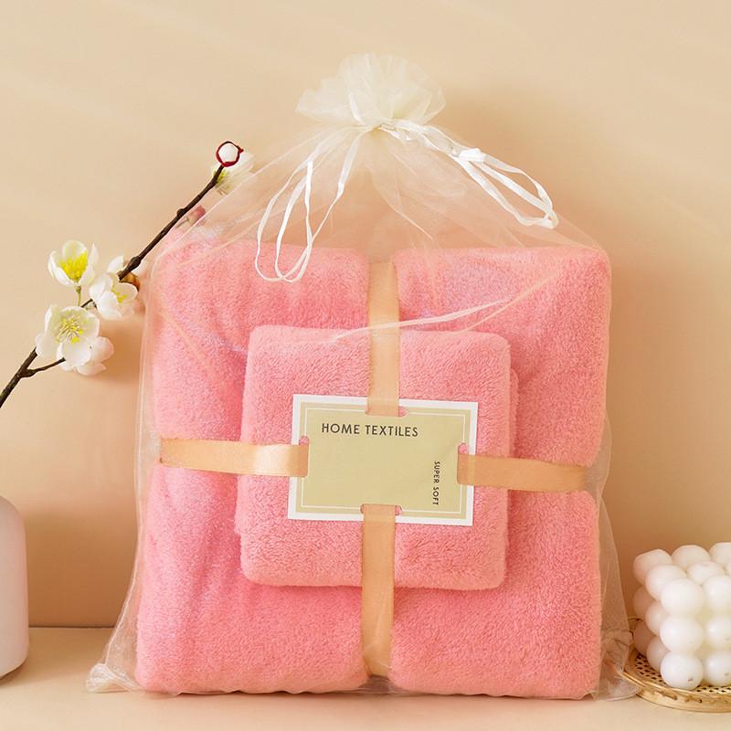 

Oversized Soft Coral Fleece Bath Towel Set Quick Drying Shower Towel Ideal Bathroom Accessories розовый