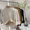 Autumn And Winter Thick Plush Velvet Sweaters Women Half High Collar Lace Knit Jumper Sweater Casual Solid Warm Pullovers 29787