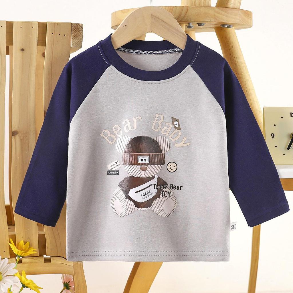 2026 Summer Children O-Neck Long Sleeve T-Shirt Kids Spring Cartoon Cotton Top for Girl Boy