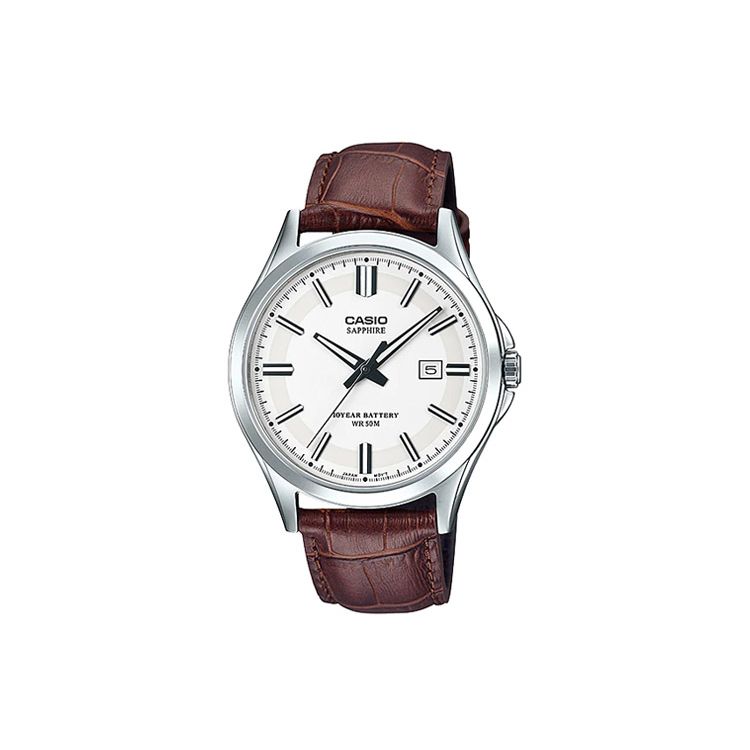Casio Dress Series Retro Sports Trend Quartz Movement Genuine Leather Strap Watch Men watches White MTS-100L-7AV White Dial