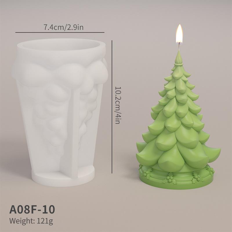 Christmas Pine Tree Scented Candle Silicone Mold, Easy Demolding for Decorative Plaster and Epoxy Resin Ornaments