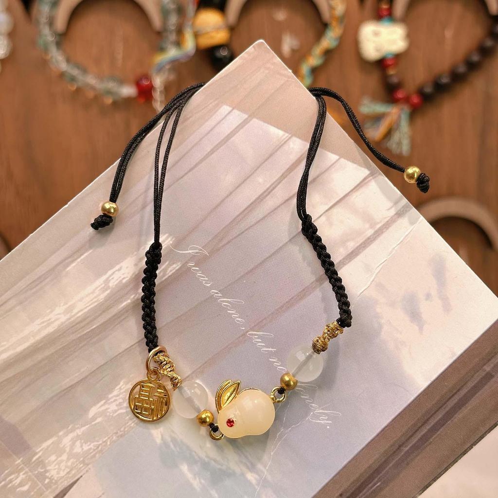 New Year Wealth God Adjustable Red Rope Bracelet - Chinese Style Student Hand Ornament