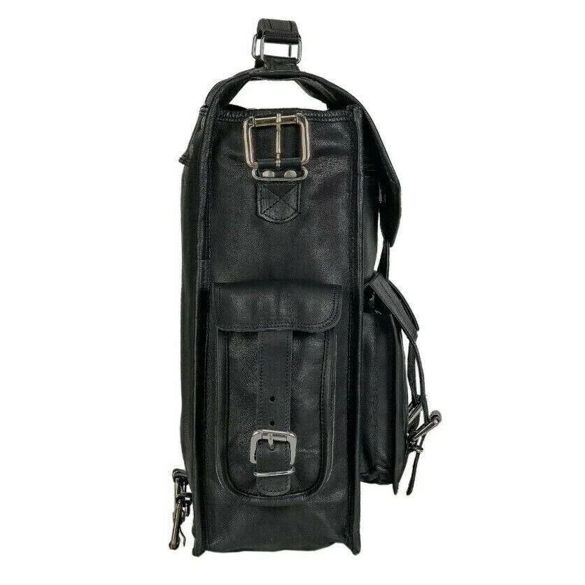 Genuine Black Leather Handmade Men's Rucksack Backpack | Travel Laptop Bag