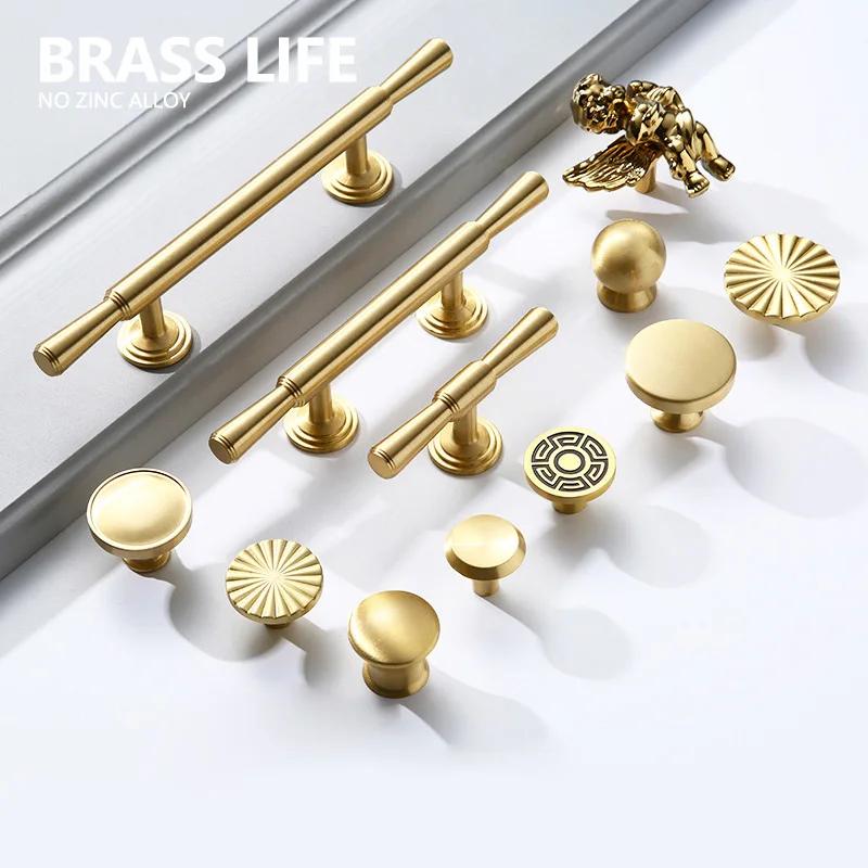 BRASSLIFE Ronde Messing Goud Meubelhandgrepen Voor Lades Badkamer Keuken Opbergkast Trekkers Kledingkast Schoenenkast Deurknop