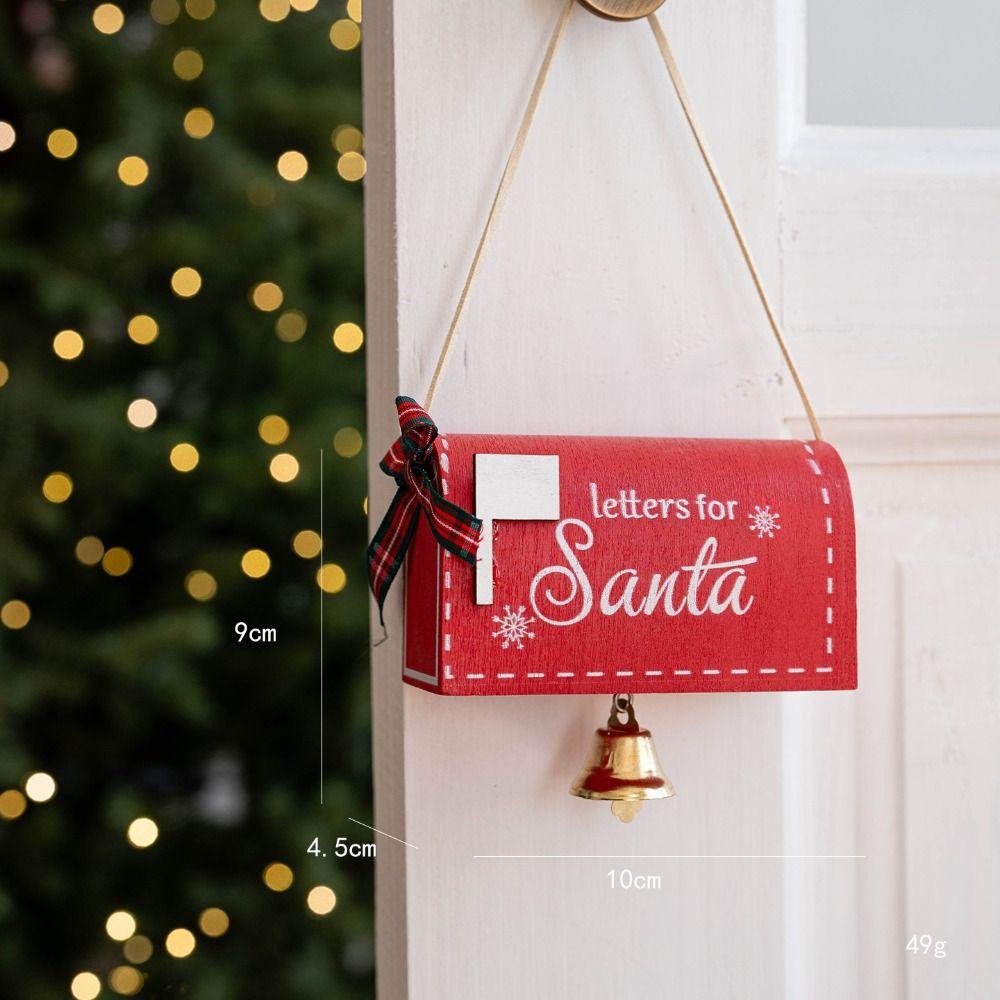 High Quality Wooden Christmas Mailbox Ornament Red White DIY Decor Xmas Post Box Santa Mailbox Party Gift