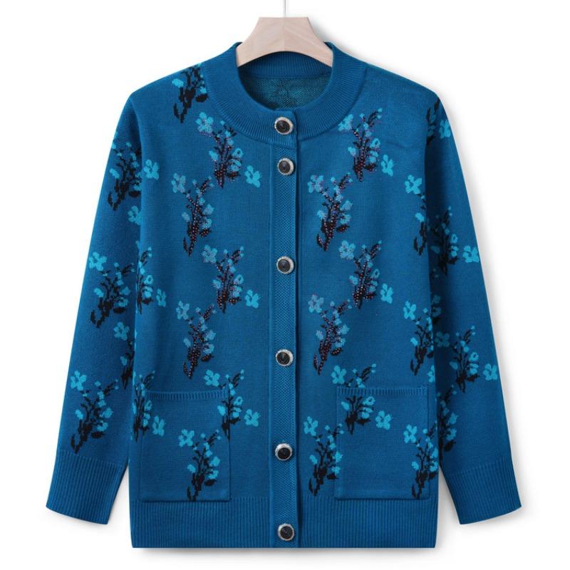 The New Mother's Autumn Sweater Jacket Medium and Old Knitted Sweater Cardigan Top the Elderly Grandma Clothes