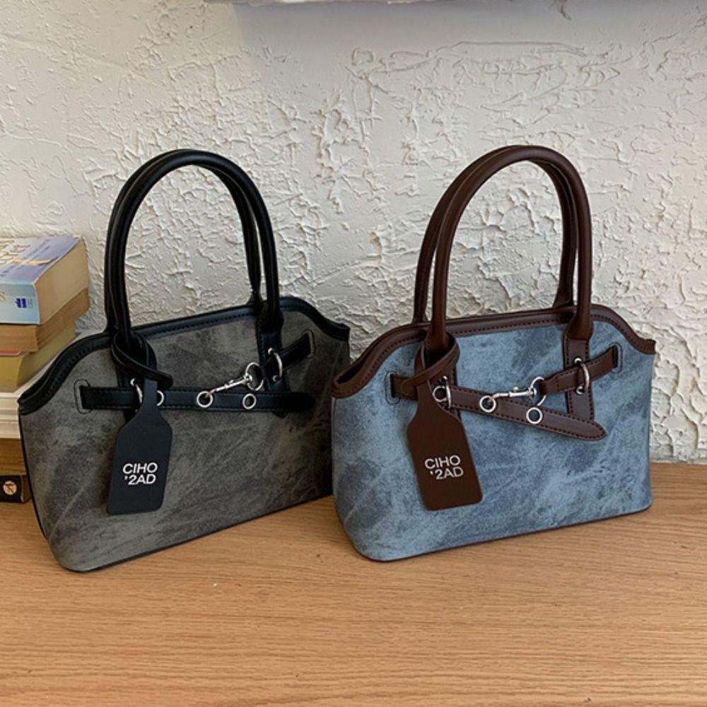Luxury Belt Shell Handbag Pure Color Commute Tote Bag Fashion Retro Underarm Bag  Holiday