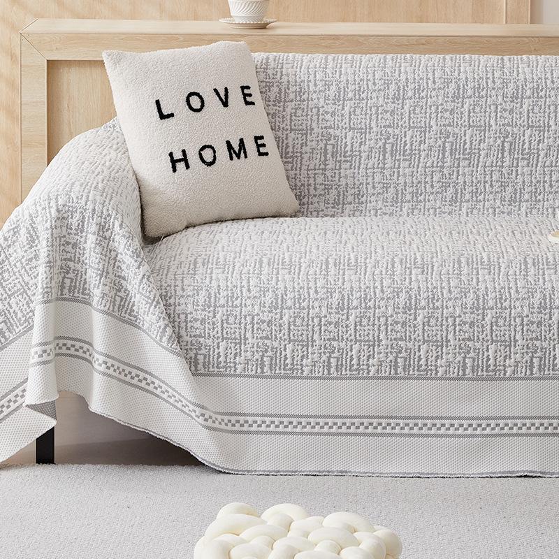 Summer Ice Silk Sofa Towel Dust-proof Dirt Resistant Minimalist European Style Integrated Sofa Cushion Armrest Backrest Cover