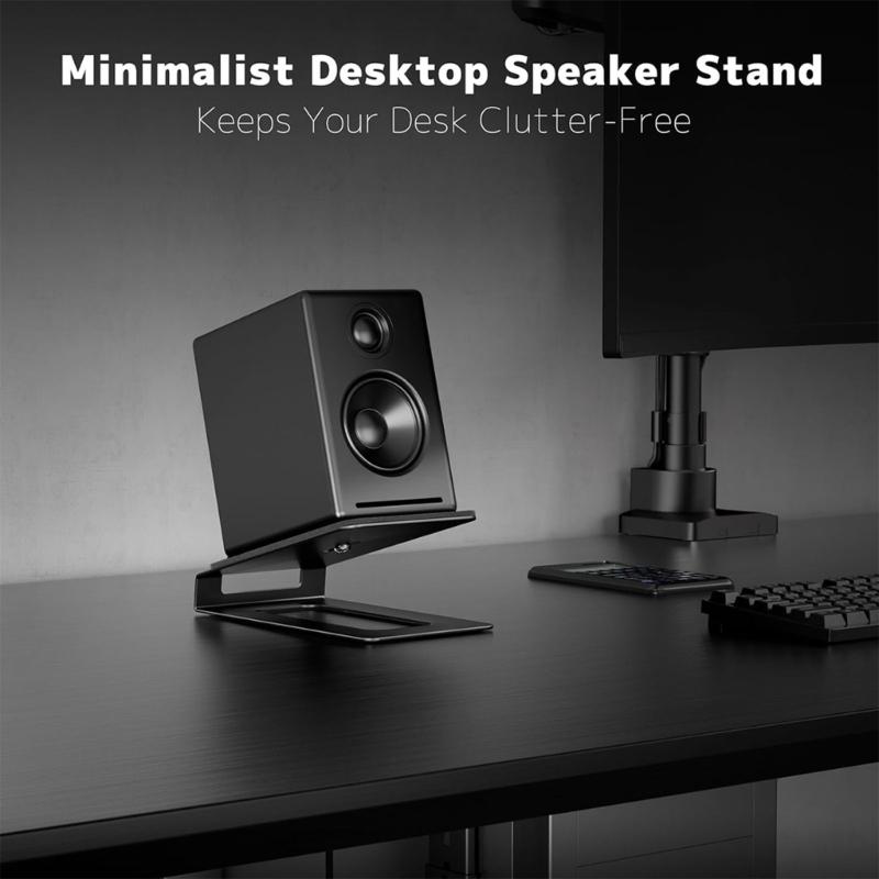 Heavy Duty Metal Desktop Speaker Stand Toolless Installation Optimizes Sound Projection For Home Office Use