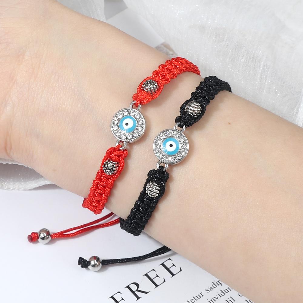 Women Crystal Blue Evil Eye Braided Bracelet Turkish Healing Yoga Couple Bracelet&Bangles Chain Pulsera Jewelry Gift