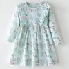 Neues Langarmkleid für Mädchen Frühling und Herbst Blumenmuster Niedliches Prinzessinnen-Langarmkleid für Kleinkinder