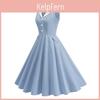 Vintage A-Linien-Kleid mit Paspeln und Taschen für Frühlingsveranstaltungen