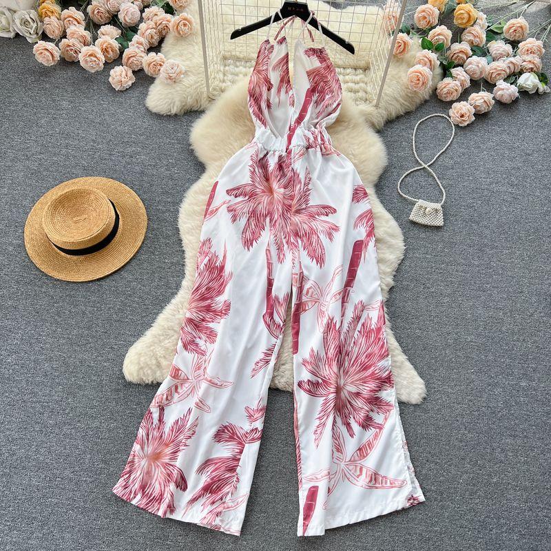 

Bohemia Vacation Style Casual Loose High Waist Halterneck White XL