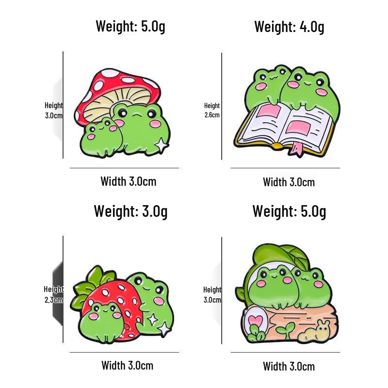 Energetic Cartoon Frog Brooch: Adjustable Waist Cinch, Anti-Exposure Badge, Cute Couple Style Book Bag Decoration.