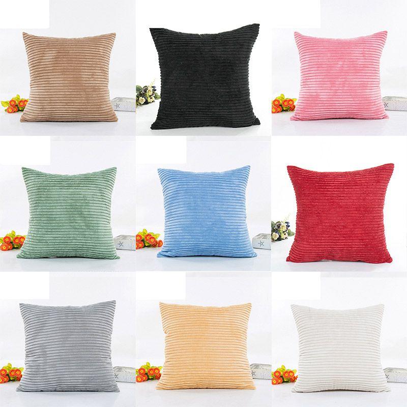 Luxuriously Soft Striped Corduroy Pillow Case For Sofa And Home Decor