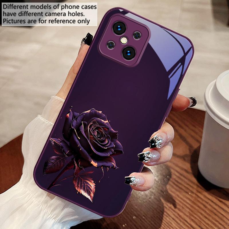The Dark Golden Rose For Oppo Find X5 X8 Pro X3 Lite A72 58 73 54S F11 79 Reno 6 4Z 5G Nord N200 Tempered Glass Phone Case
