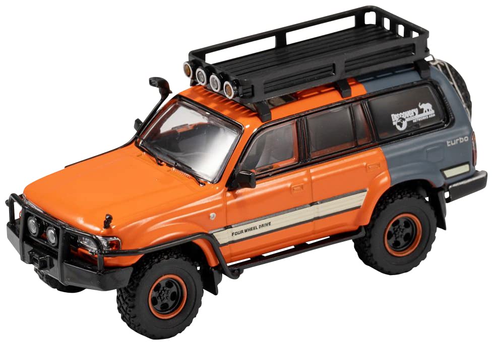 Gaincorp Products Scale Toyota Land Cruiser LC80 Version LHD Finished Model 1/64 Off-Road Orange/Gray KS-014-120