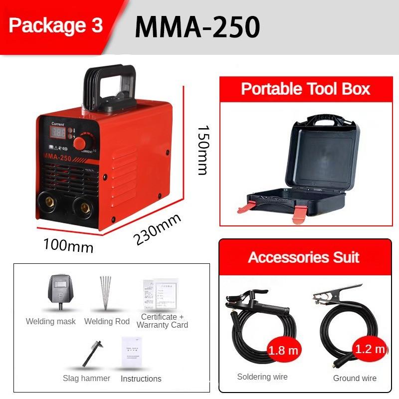 

220V Маленький бытовой сварочный аппарат MMA-250 Портативный мини-промышленный инверторный сварочный аппарат Ручной сварочный электроинструмент MMA-250 Set 3