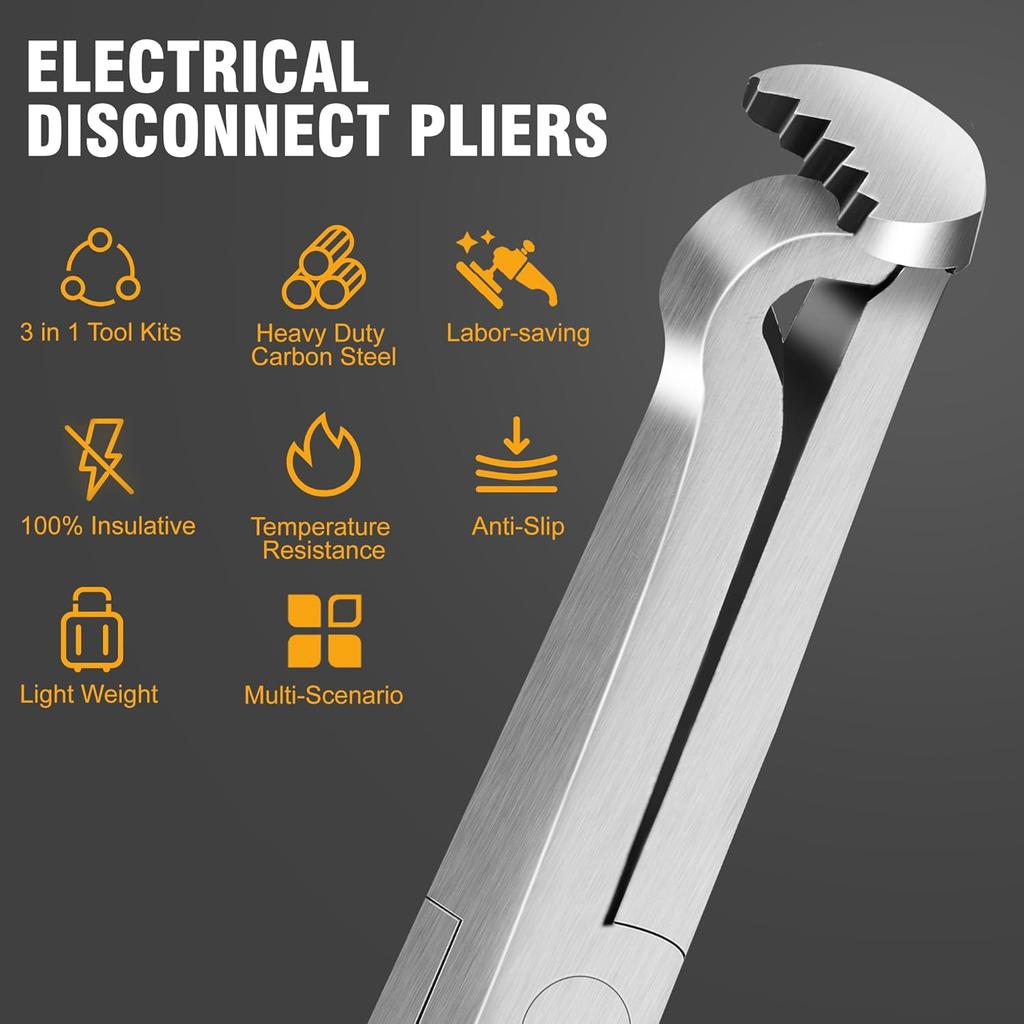 3Pcs Electrical Disconnect Pliers 37960/37980, Electrical Connector Pliers Sets(Straight & 60°Bend & 2 Head Separator), Push Tab Style Plugs for