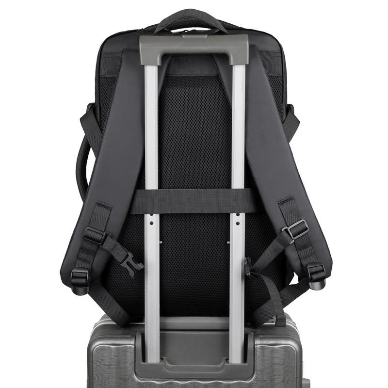 Men's Business Backpack: High-End, Expandable, Large Capacity, Water-Repellent Laptop Bag with Leather Film