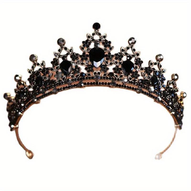 Bridal Headwear Black-Colour Women's Ballroom Crown Baroque Crystal Tiaras And Crowns Bridal Wedding Hair Accessories Jewelry