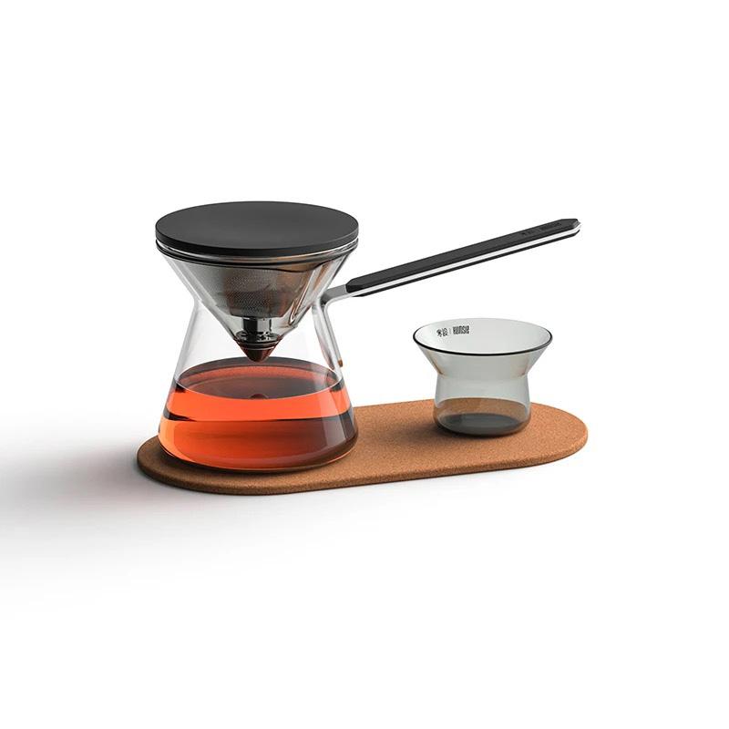 

300 мл магнитный фильтрационный чайник с одной кнопкой, длинная ручка, антиожоговый высококачественный стеклянный чайник, заварник для чая, чашки для разделения воды прозрачный