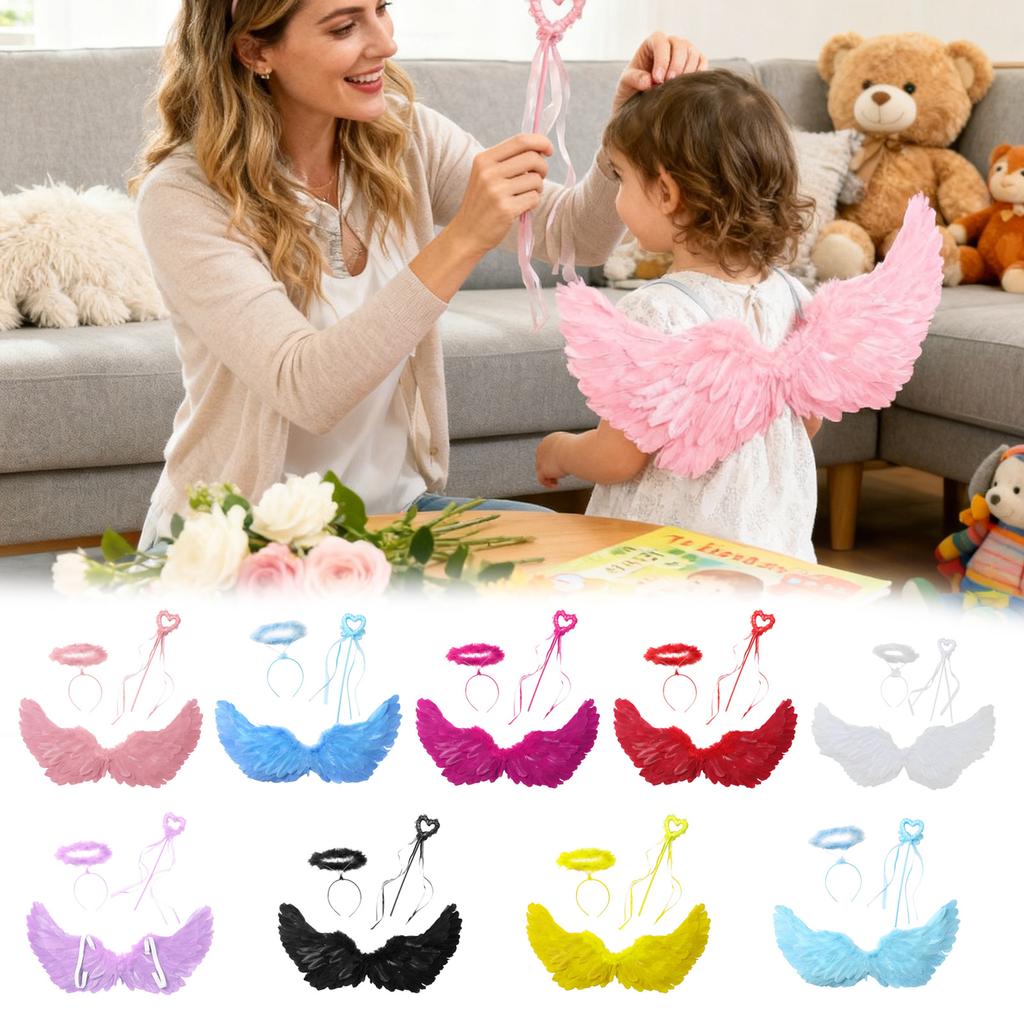 Costume Set For Women Angel Feather Headband Wand For Halloween Cosplay