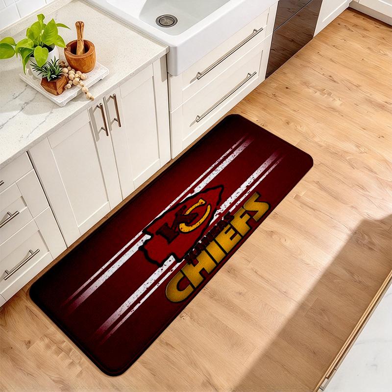 Kansas City Chiefs Flannel Kitchen Mat Christmas Soft Area Rug Non Slip Floor Carpet Home Decoration
