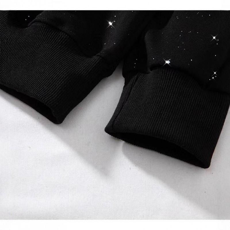 American Cotton Blend Loose Fit Pullover Hoodie Unisex Starry Sky Print Casual Wear