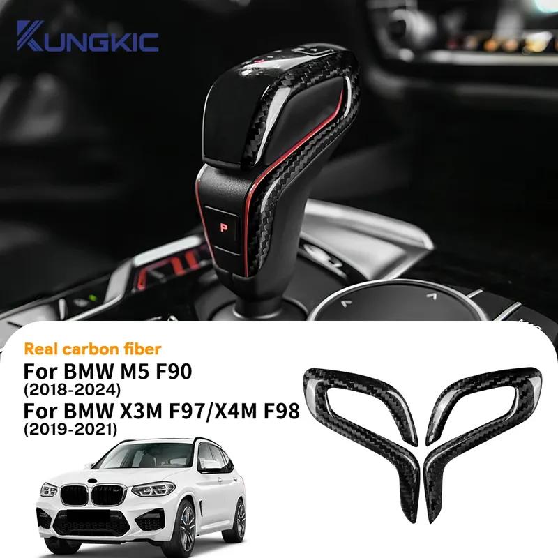 Dry Carbon Fiber For BMW F90 M5 F97 X3M F98 X4M - Automatic Shift Gear Knob Trim Cover Car Retrofitting Accessories