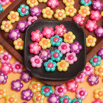 10Pcs Dark Series UV Plated Dazzle Two Color Flower Beads DIY Necklace Bracelet Accessories Jewelry Handmade Materials