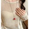 Charming 3D Mushroom Titanium Steel Necklace for Women – Sweet, Cool, Niche Design, Durable Color, Long Chain, Perfect for Hoodies and Sweaters.
