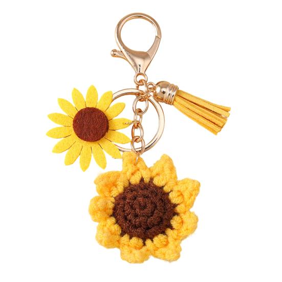 Keychain Vintage Bee Flower Design Handbag Pendant Bronze Buckle Faux Leather Charm Keyring Bags