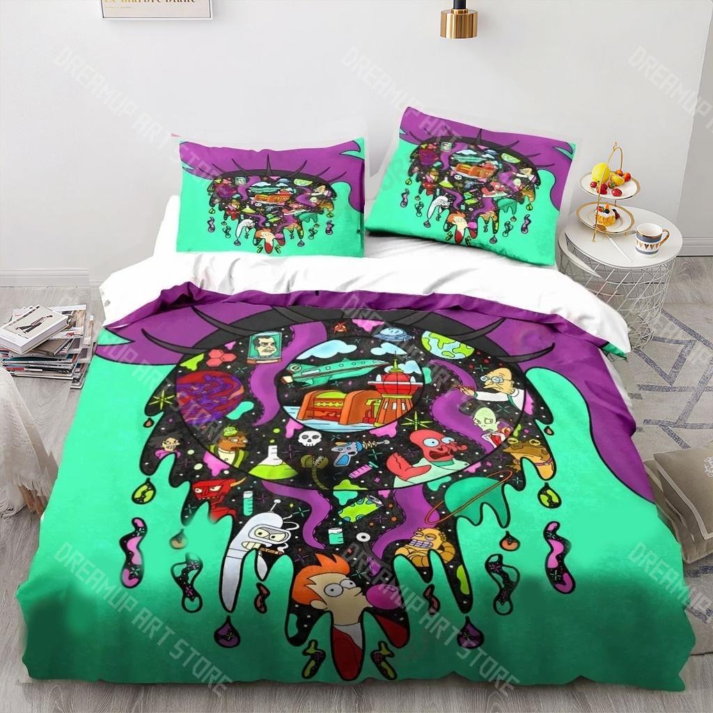 3D Printed F-Futuramas Bender Bedding Set for Boys Girls Duvet Cover Pillowcase Twin Queen King Full Single Double Sizes