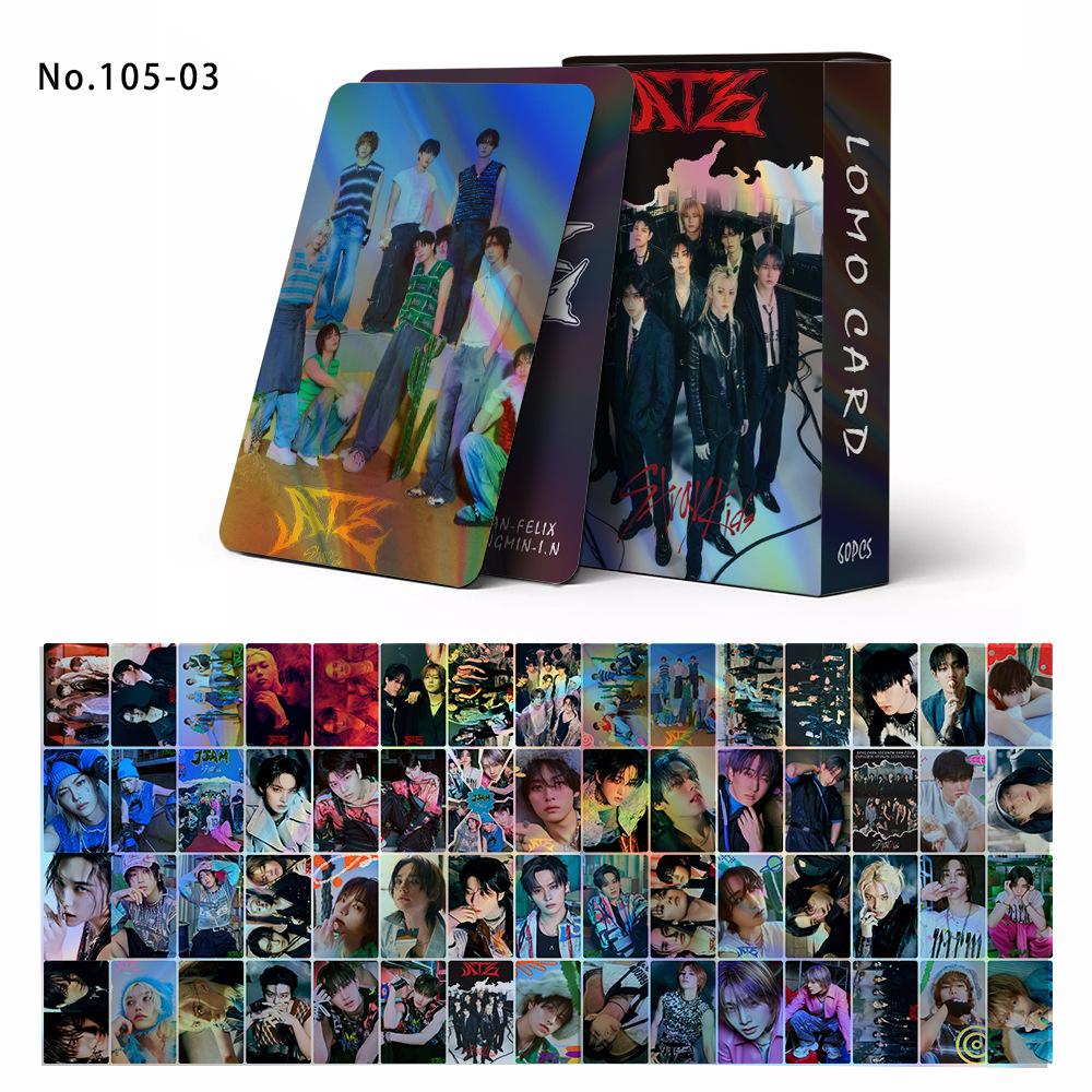 60Pcs New Laser Cards Skzoo Cards Straykids Photo Cards Straykids Media Film Flash Cards Lomo Cards For Kids Adults Children's Birthday Gift Holiday