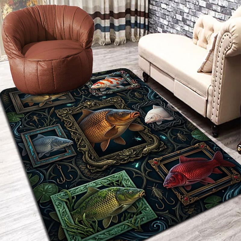 Fish Fantasia Pattern Rug Floor Mat for Living Room or Bedroom Soft and Comfortable Carpet a Gift for Birthday and Holiday.