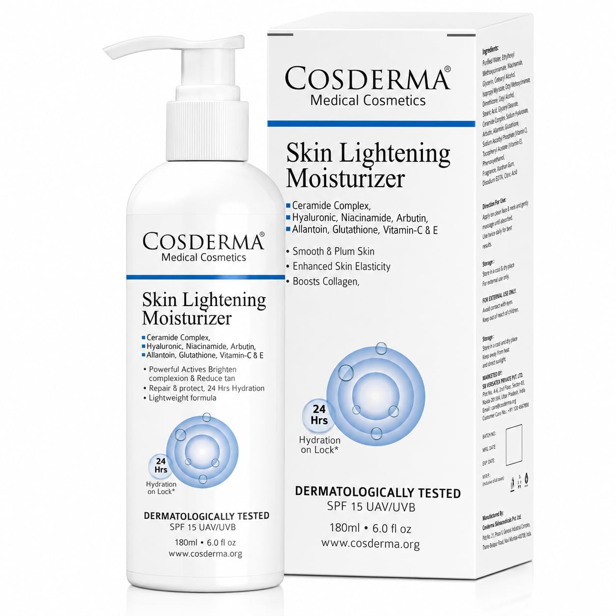 Skin Brightening Moisturizer 180ml | with Niacinamide, Arbutin, Glutathione, Vitamin C, Ceramides & Hyaluronic Acid | Daily Moisturizer for Radiant